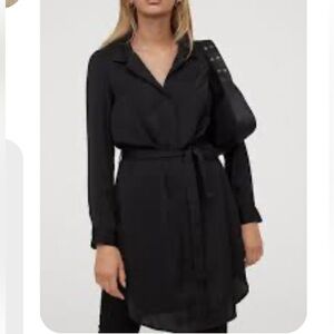 Black Long Sleeve Shirt Dress SZ LG
